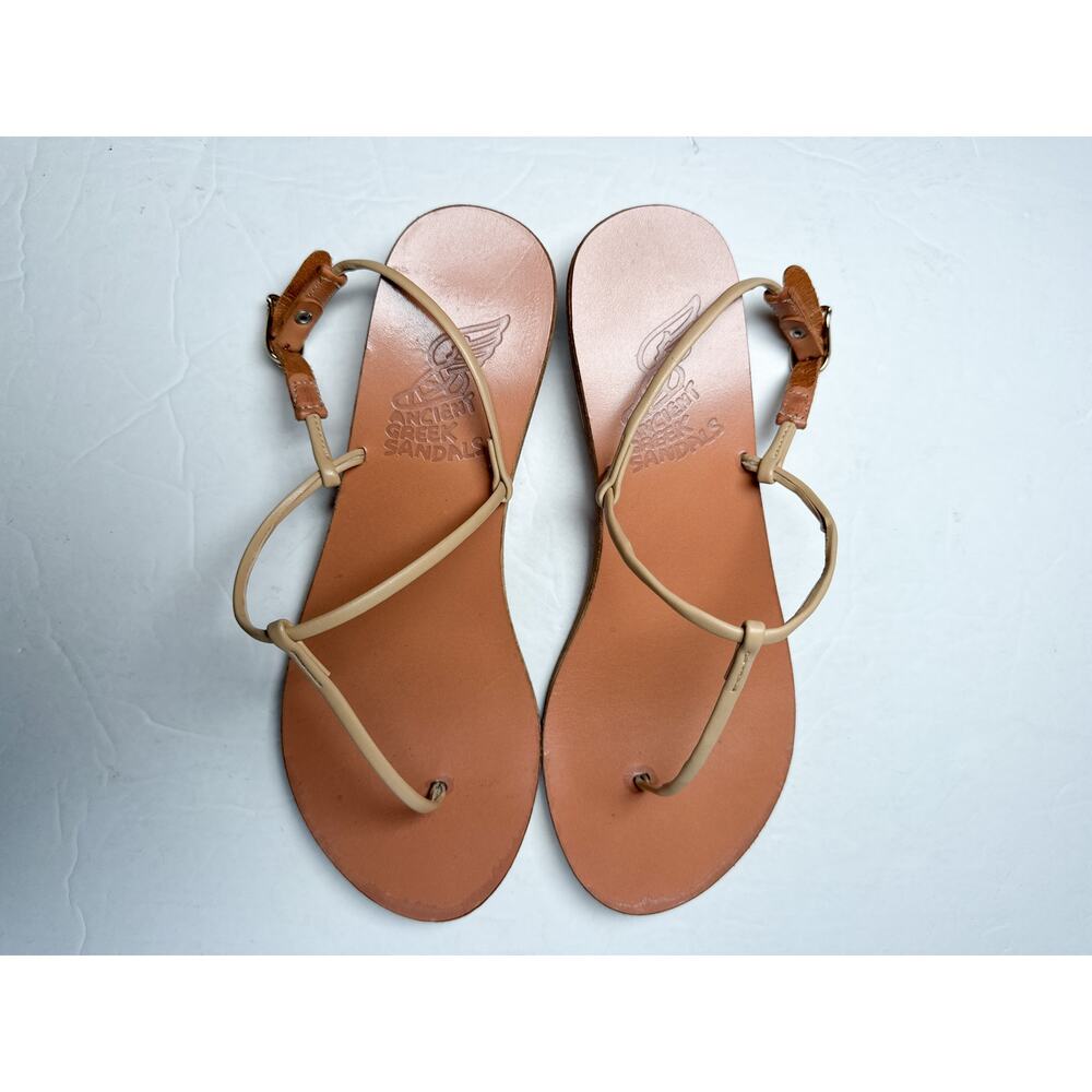 Ancient Greek Sandals Katerina Heel Sandal Tan Leather Strappy Sz 37 Greece - Picture 11 of 14